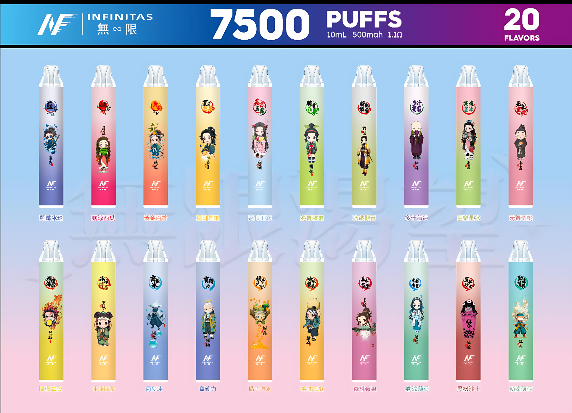 INF 7500 PUFFS INF 無限 7500 口拋棄式電子煙評測:鬼滅之刃聯名款一次性、20 種口味